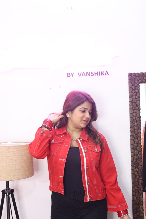 Radiant Red Denim Jacket - Image 3