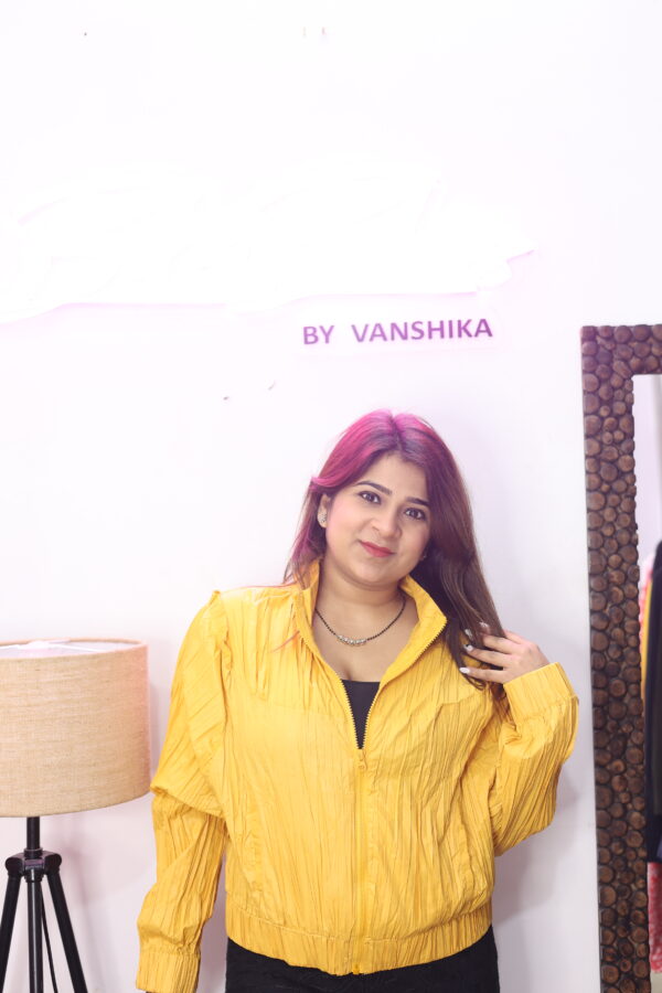 Yellow Crinkle Zip-Up Jacket - Image 3