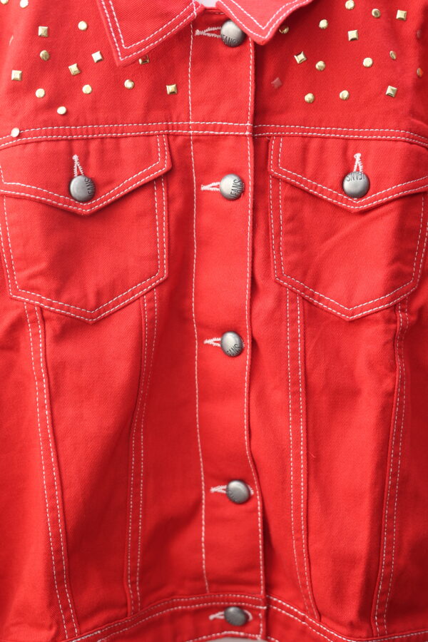 Radiant Red Denim Jacket - Image 4